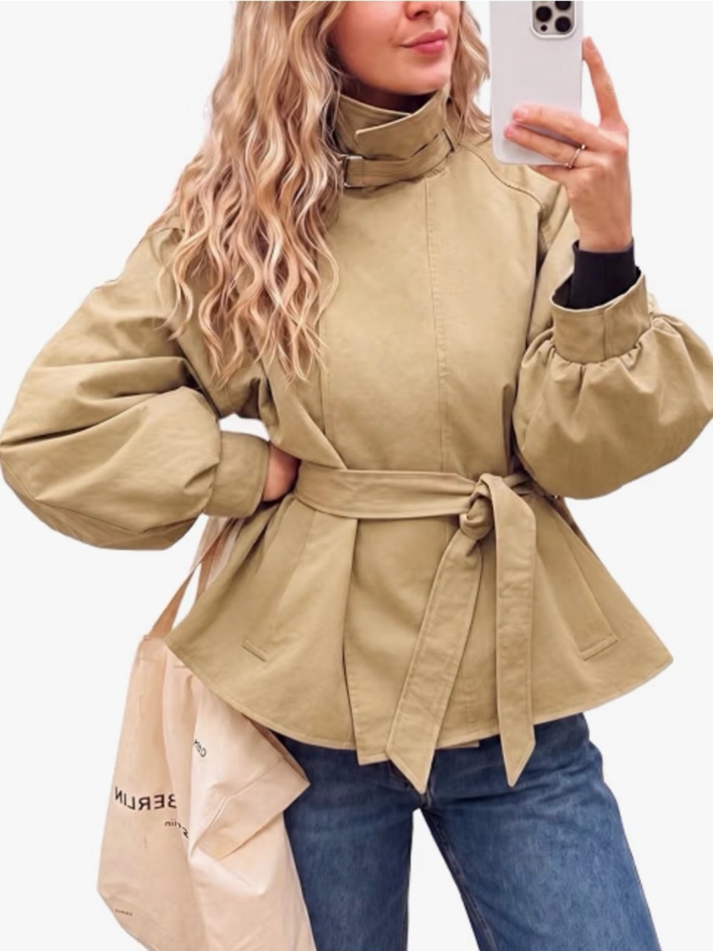 Tankaneo Women’s Cropped Trench Coat Sz L